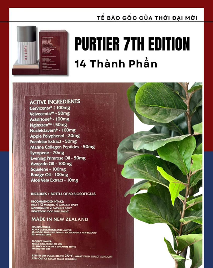Thành phần của Nhau Thai Hươu Purtier